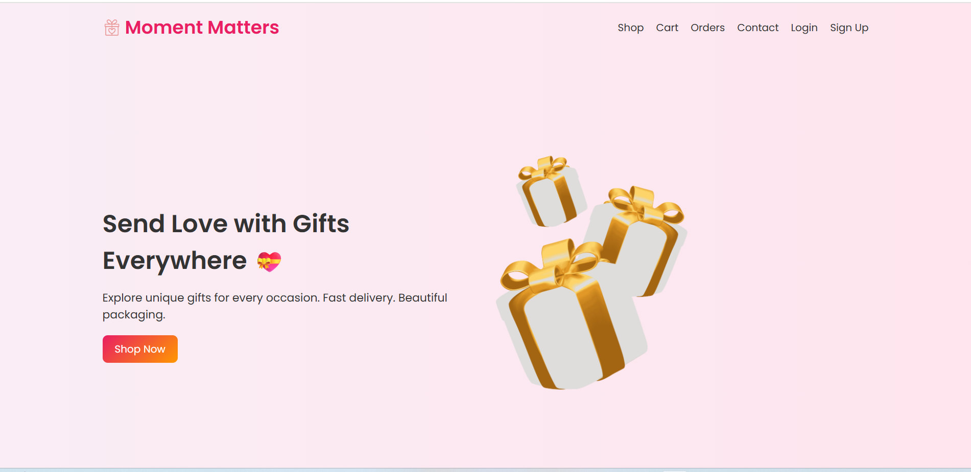 Screenshot of the Moment Matters e-commerce website for gifts